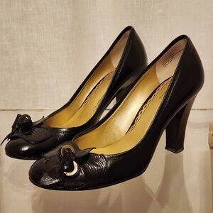 Nordstom Marlo Black Patent Leather Heels with Bow Accent
